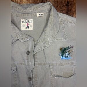 RedHead Men's Gray Embroidered Shirt Largemouth Bass